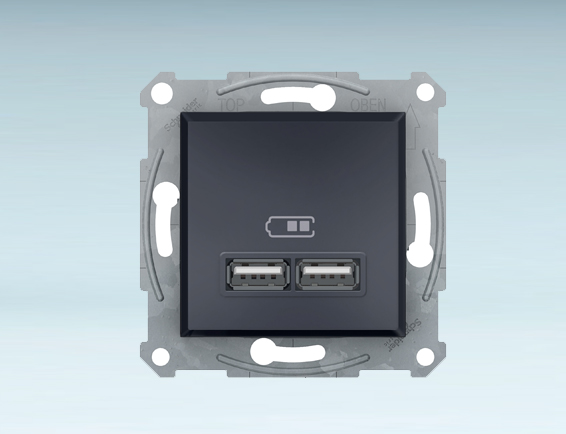 EPH2700271 2-იანი USB დამტენის როზეტი შავი — როზეტები და ჩამრთველები